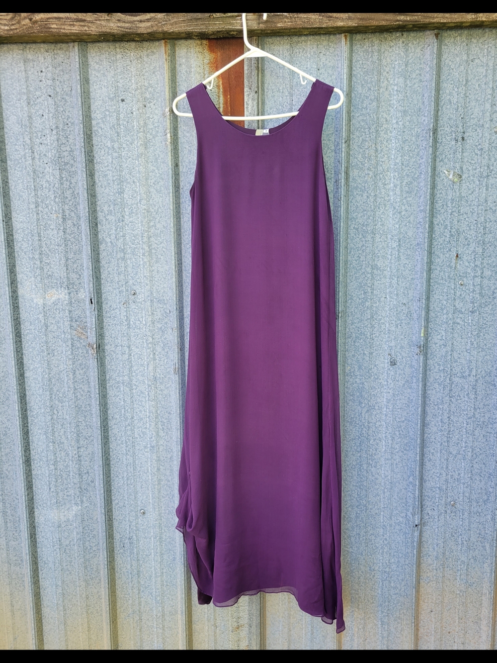Silk Sleeveless Maxi Dress in Deep Purple